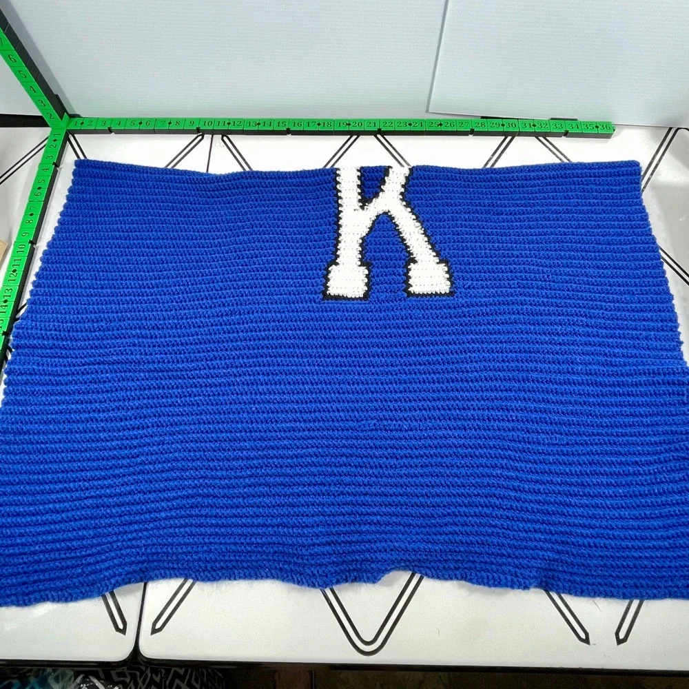 Kentucky Wildcats UK Logo Handmade Crochet Royal Blue Lap Baby Blanket‎ 36x22